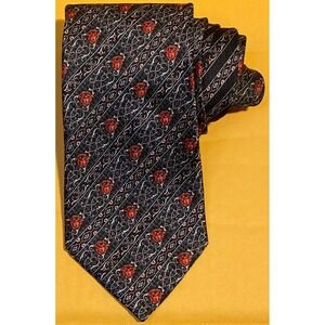 GIANNI VERSACE VINTAGE '90s MEDUSA PATTERNS‎ silk tie MEDUSA MONOTONE black/red